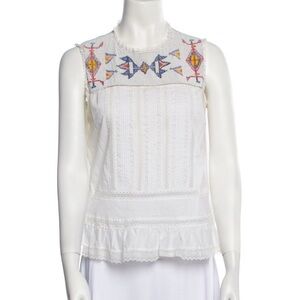 Anna Sui White Beaded Accent Blouse